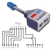 Siemon YA4-A3-U1 4-Pair T568B Jack Modular Y-Adapter for Voice/Modem, Pack of 10